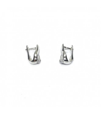 E000913 Sterling Silver Earrings With 7x5mm Cubic Zirconia Solid Hallmarked 925 Handmade